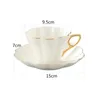 Ceramic Elegant Flower Bone China Coffee Cup with Saucer Set White Porcelain Phnom Penh Office Teacup Home Cafe Espresso 240129