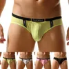 Cuecas homens macio oco u convexo bolsa lingerie cinto sexy roupa interior baixa cintura briefs alta elástica calzoncillos hombr