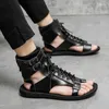 Sandalen 2024 Luxus Designer Marke Roman Für Männer Sommer männer Flache Beiläufige Strand Männliche Schuhe Stiefel PU Leder Sandales