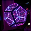 Inny wystrój domu Pułapka Kula DIY LED Infinity Dodecaedron Christmas Halloween Dekoracja lustro Creative Cool Art Night Lights Drop DH2TW