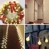 Stringhe 2M 4M 10M 80Led Palline di ciliegio Luci decorative a batteria Fata Matrimonio Natale Decorazione ghirlanda patio esterno