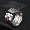 Vintage 999 Sterling Silver Chinese Dragon Ring Engraved Heart Sutra for Men Women12mmSize SML 240125