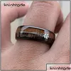 Bröllopsringar Bröllopsringar 8/6mm Fashion Tungsten Carbide Wood Steel Arrow Inlay For Men Women Classic Engagement Ring Dome Band