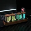 Nixie Tube ClockカラフルなLEDデジタルテーブルクロックUSB搭載目覚まし時計ベッドルームデスクのための大きなディスプレイクロック240131