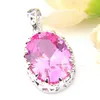 Luckyshine elegante adorável oval rosa kunzite gemas prata 925 colar para mulher pingente presente de aniversário 1'307m