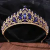 Haarspangen DIEZI Wunderschöner Luxus Bue Grün Rot Kristall Braut Tiara Krone Braut Königin Stirnbänder Hochzeit Schmuck Zubehör