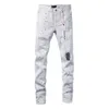 Jeans da uomo viola Jeans di marca American High Street vernice bianca invecchiata 9021
