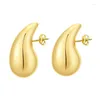 Stud Earrings 2024 Stainless Steel Water Drop Fashion Hollow Personalized Gold Color Texture Waterproof Charm Jewelry