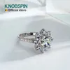 Knobspin D VVS1 Moissnaite Diamond Rings for Women S925 Sterling Sliver Plated 18K White Gold Wedding Band Gine Jewelry with GRA 240202