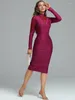 Casual Dresses Metallic Bandage Dress Long Sleeve Party Bodycon Women Elegant Sexy Wine Mesh Insert Evening Birthday Club Outfit 2024