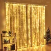 Strängar 6x3/4x3/3x3m LED -gardin Garland Festoon Fairy Lights med avlägset år Juldekoration Party Wedding Home Decor