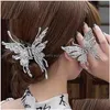 Accesorios para el cabello Accesorios para el cabello Accesorios para el cabello 2022 Mariposa hueca Garras de metal para mujeres Clip de cabeza trasera Garra delicada y fresca SI Dh8U4