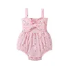 Rompers Summer Borbed Bodysuit Bodysuit Baby Baby Barels Bez rękawów Kwiat Kot Kopiki Jumpusy z łuk elastyczne zabawy