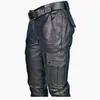 Мужские кожаные мотоциклетные брюки с карманами-карго, черные брюки из искусственной кожи без ремня, мужские брюки большого размера S-5XL 240127