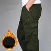 Winter Dicke Fleece Casual Hosen Männer Baumwolle Militärische Taktische Baggy Cargo Hosen Doppel Schicht Warme Thermische Gerade Lange Hosen 240126