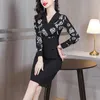 Women Clothes Fashion Printed Spliced Dress Spring Office Lady Workplace Social Formal Elegant Temperament Dresses 240131