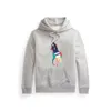 24SS 디자이너 Ralphs Polos Hoodie Mens 풀오버 캐주얼 아메리칸 폴 까마귀 남성 봉제 및 두꺼운 인쇄 스타일