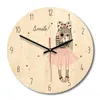 Holz-Wanduhr mit bedrucktem Bild, hübsches Mädchen, reloj de pared, Kinderzimmer, umweltfreundlich, leise, Horloge Y2001093421