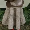 Giyim Setleri Ana Çocuk Kızların Sonbahar 2024 Bebek Vintage Yama Kazak Kapitone Pamuklu Yarım Etek Uzun Kollu Üstleri Çocuk Seti