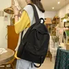 Simple Solid Color Backpack Women Waterproof Nylon School Bags For Teenager Girls Bookbag Lady Travel Backbag Shoulder Bag 240125