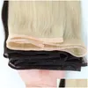 Human Hair Weaves Extensions Remy Flat Weft Silk Ribbon Bundles Tra Thin Black Brown Blonde 99J Wine Red Color Drop Delivery Products Otax6