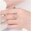 Bandringe Bling Cz Bandringe für Frauen Roségold Farbe Verlobung Anel feminin Geschenke ihr süßer Ring in Zuckerwürfelform Drop Lieferung Dhgqo