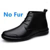 Boots Office Oxford Business Warm Man Black Shoes Snow Formal Ankle Boot Genuine Leather Luxe Winter Men