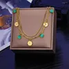 Pendant Necklaces 316L Stainless Steel Gold Color Pearl Green Stone Snake Necklace For Women High Quality Girls Jewelry Party Gifts Drop