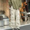 Мужские брюки-карго с множеством карманов, брюки для инструментов в стиле Харадзюку, винтажные свободные широкие брюки, уличная одежда, повседневные брюки для мытья полов в стиле хип-хоп
