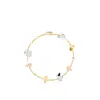 2024pulseira de trevo luxuosa da marca V Feminina e divertida, três flores se fundem alegremente em um precioso buquê em ouro amarelo, branco e rosa.