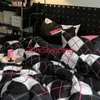 Fashion Style Pink Black Bedding Set Soft Flower Duvet Cover Pillowcase Bed Flat Sheet Set For Girl Double Queen King Bedclothes 240127