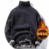 Autumn Winter Men's Sweater Chenille Turn-Down Collar Warmed Pullovers Knitwear tröja undertröja för män plus storlek 4xl 240124