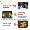 装飾的な置物クリスマスミュージックボックス2024明るいクリスマス回転サンタ列車の装飾