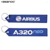 Keychains AIRBUS Keychain Motorcycle Car Embroider Key Ring A320 Aviation Chain For Gift Strap Lanyard Bag Zipper