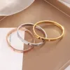 BINSHUO Pulseras Schraube Liebhaber Armband Frau Armbänder Edelstahl Armreifen CZ Goldene Gravierte Schraube Schmuck Geschenke