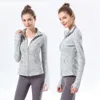 Lu- 001 Damen-Yoga-Outfit, Sportjacke, Stehkragen, halber Reißverschluss, langärmlig, eng anliegend, Yoga-Shirt, Fitnessstudio, Daumen, athletischer Mantel, Fitnessstudio, 36,5 cm, S