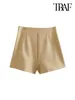 Shorts femininos traf mulheres moda frente fenda saias vintage cintura alta lado zíper feminino skort mujer