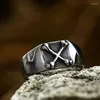 Cluster Rings Steel Soldier Stainless Mens Punk Gothic Vintage Band Personalized Trendy Viking Ring