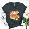 T-shirt da donna Gattino Nuggets Fast Food Cat T-shirt da donna Harajuku Tee Femme Fashion T-shirt Graphic scollo a V Camisetas