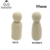 50pcs Men Woman Mixed Plain Blank Natural Wood People Peg Dolls Unpainted Figures Wedding Cake Family Christmas Gift 240125