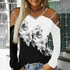 Chemisiers pour femmes mode femmes chemises impression Blusa Feminina évider à manches longues épaule froide hauts Blouse Camisas