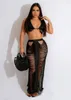 Work Dresses CM.YAYA Women Beach Sexy Ripped Out Tassel See Though Maxi Long Skirt Set And Crop Top Holiday INS Two 2 Piece Outfits 2024