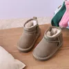 Boots 2024 Winter Baby Snow Leather Warm Plush Little Boys Shoes Non-slip Fashion Toddler Girls