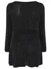 Plus la taille élégante printemps automne cache-coeur femmes à manches longues sexy col en v noir paillettes chemisier ceintures taille grande taille vêtements 7XL 240201