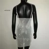 Mulheres baixas corte espaguete cinta mini vestido glitter strass fishnet grade fora do ombro sem mangas sem costas pacote hip vestidos