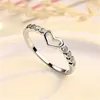 Anneaux de mariage Couple Amour Bague Bijoux En Acier Inoxydable Femmes Femmes Creux Ensemble Cristal Coeur Mode San Valentin