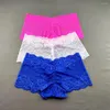 Calcinha feminina 3 pçs sexy renda boxer shorts roupa interior para mulheres cintura baixa respirável boxers feminino calcinha oca out lingerie