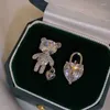 Stud Earrings 2024 South Korea's Exquisite Asymmetric Bear Fashion Temperament Versatile Women's Jewelry