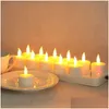 Zestaw świec 12 świec LED Bez Flimatyczna statyczna lampka elektryczna bez wosku Walentynkowe domowe ślub Decor-AMBE DH6LV