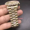 Prong Set Diamond Man's Watches Gold Diamond Face Watch الفولاذ المقاوم للصدأ الصف الأوسط من الماس مشاهدة الأزياء الميكانيكية التلقائية 2332